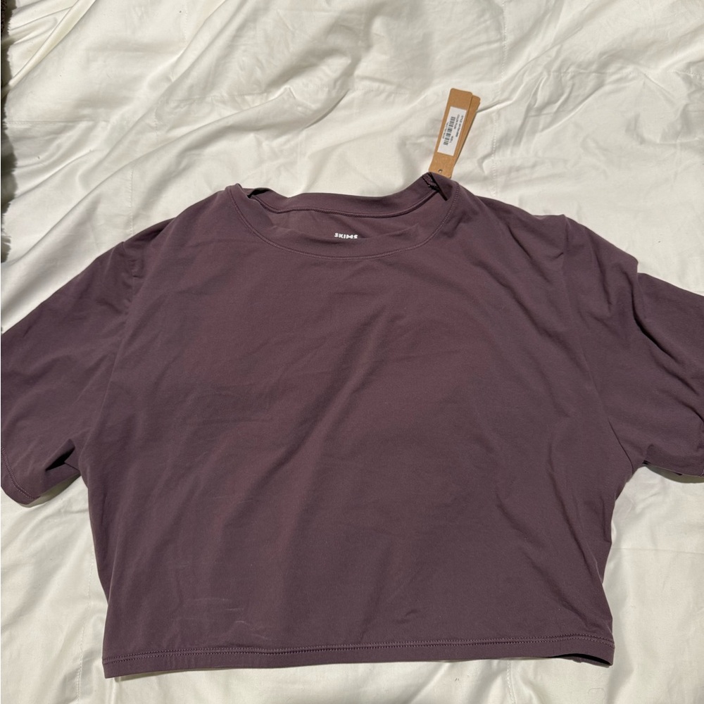 SKIMS Purple Relaxed Crop T-Shirt
